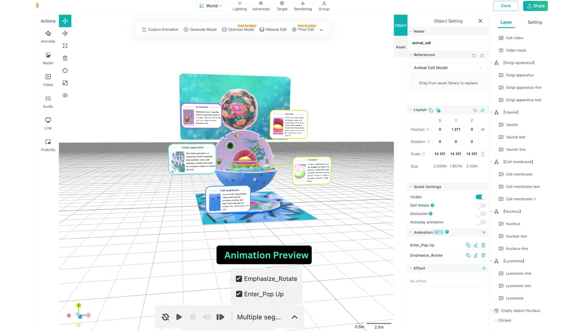 3D Canvas Animation Preview